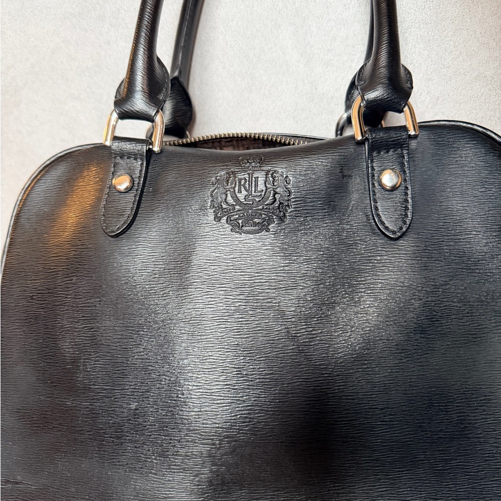 Ralph Lauren Black Embossed Crest Satchel like new only used once